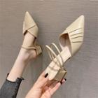 Pointy-toe Block-heel Mules