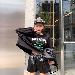 Letter-printed Dolman-sleeve Cropped Sweatshirt