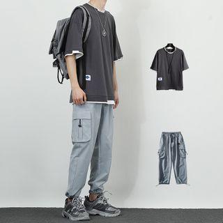 Elbow-sleeve T-shirt / Cargo Jogger Pants / Set