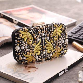 Faux-pearl Embroidered Evening Clutch