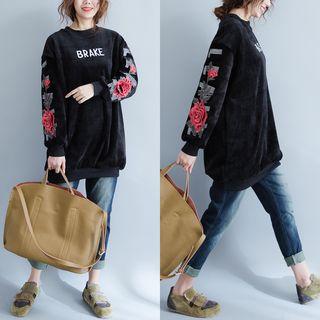 Rose Embroidered Long Pullover