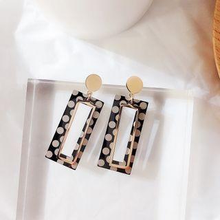 Polka Dot Stainless Steel Rectangle Dangle Earring 1 Pair - As Shown In Figure - One Size