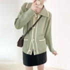 Two Tone Button-up Pocket Knit Cardigan