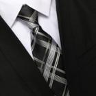 Plaid Neck Tie Zsld020 - Plaid - Black & White - One Size