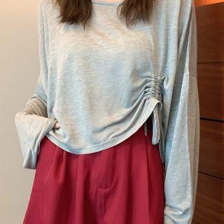 Drawstring Long-sleeve Light T-shirt / Loose-fit Shorts