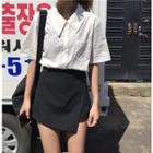 Short-sleeve Shirt / Asymmetric A-line Mini Skorts