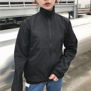 Plain Stand-collar Cropped Jacket