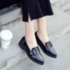 Faux Patent Leather Pointed Loafers