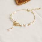 Rhinestone Bow & Faux-pearl Bracelet As Shown In Figure - One Size