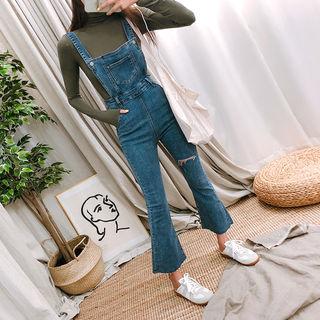 Slashed Boot-cut Overall Jeans
