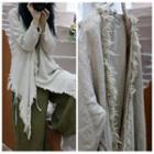 Distressed Open-front Jacket Beige - One Size