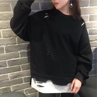 Ripped Color Panel Pullover