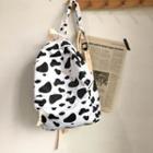 Cow Print Zip Backpack White - One Size