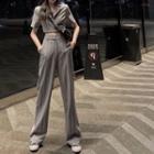 Short-sleeve Plaid Cropped Shirt / Wide Leg Pants