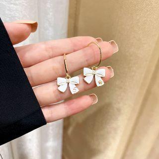 Asymmetrical Bow Drop Earring 1 Pair - White - One Size