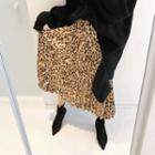 Long Leopard Pleats Skirt Brown - One Size