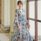 Set: Printed Chiffon Dress + Slipdress