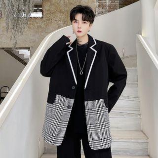 Glen Plaid Panel Blazer