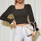 Plain Square Neck Long Puff Sleeve Top