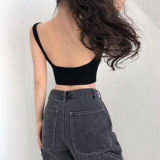 Plain Crop Sleeveless Top