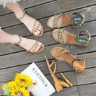 Studded Ankle-strap Kitten-wedge Sandals