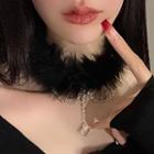 Layered Fluffy Chained Choker