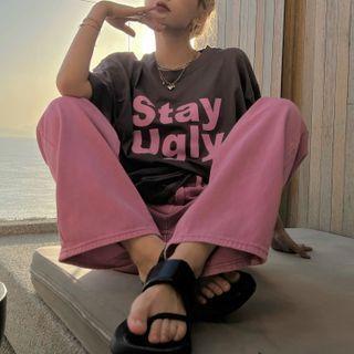 2-color Lettering Print T-shirt