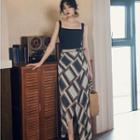 Maxi Printed Wrap Skirt / Plain Camisole