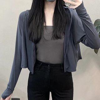 Plain Zip-up Jacket / Camisole Top