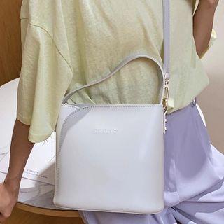 Two-tone Panel Top Handle Crossbody Bag
