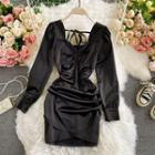 Square-neck Ruched Asymmetric Dress
