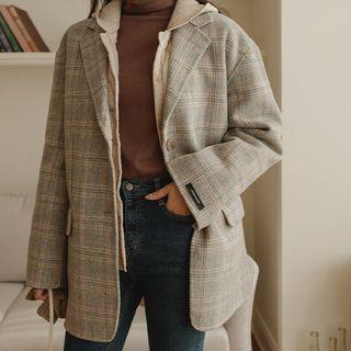 Handmade Single-breasted Plaid Coat