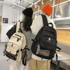 Bear Print Mesh Panel Nylon Backpack / Bag Charm / Set