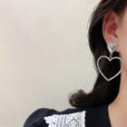 Heart Alloy Dangle Earring 1 Pair - A402 - 925 Silver - Silver - One Size