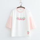 Short-sleeve Strawberry Print Raglan T-shirt