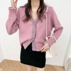 V-neck Two Tone Button-up Oversize Cardigan