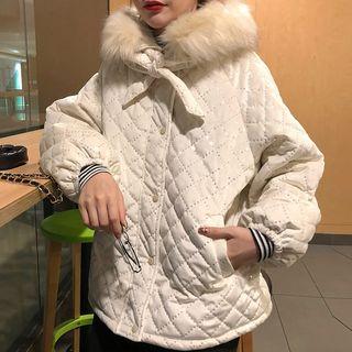 Faux-fur Collar Padded Jacket As Shown In Figure - One Size