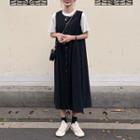 Sleeveless Buttoned Midi Dress Black - One Size