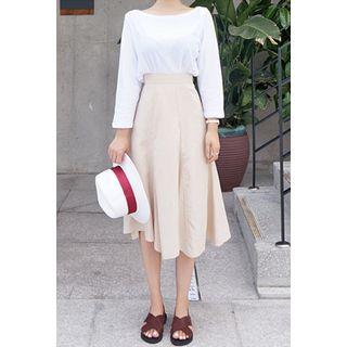 Seam-trim A-line Midi Skirt