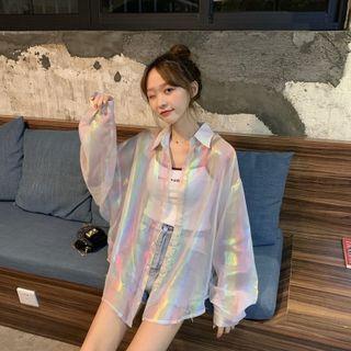 Long-sleeve Transparent Light Jacket Rainbow - One Size