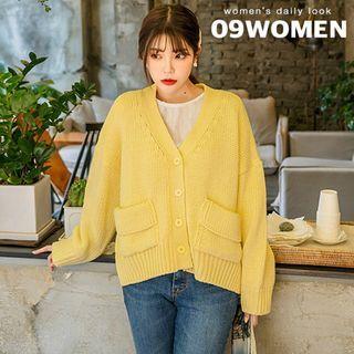 Plus Size Flap-pocket Knit Cardigan