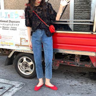 Fringed Trim Short-sleeve Blouse