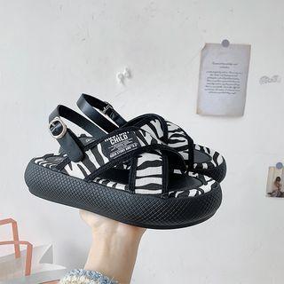 Zebra Print Platform Sandals