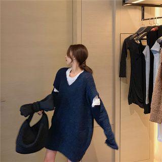 Cutout Sleeve V-neck Sweater