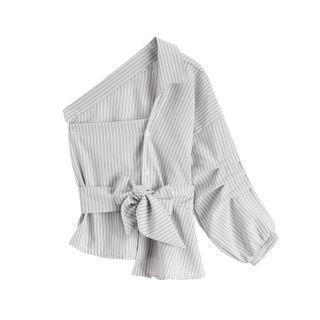 One-shoulder Striped Shirt