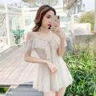 Cold Shoulder Mini A-line Mesh Dress