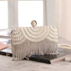 Faux Pearl Fringed Clutch