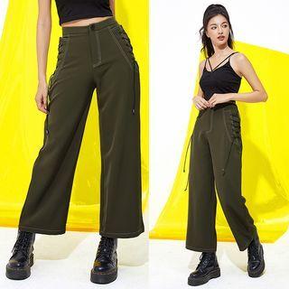 Eco-friendly High-waist Lace-up Pants