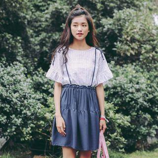 Short Sleeve Mock Two Piece Dress