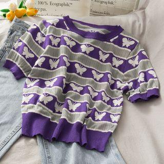 Slim-fit Printed Light Knit Top